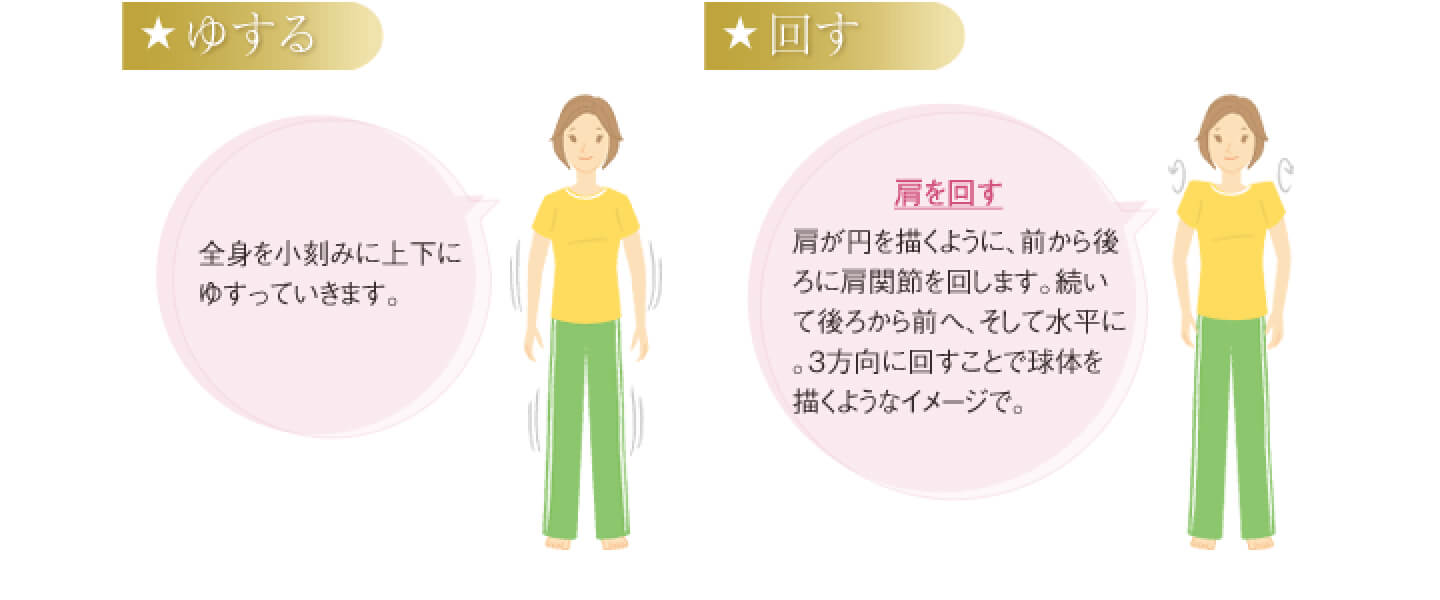 気功の基本 「伸ばす」「ゆする」「回す」 | エクササイズ① 気功 | ホルモン受容体陽性乳がん | 乳がん.jp